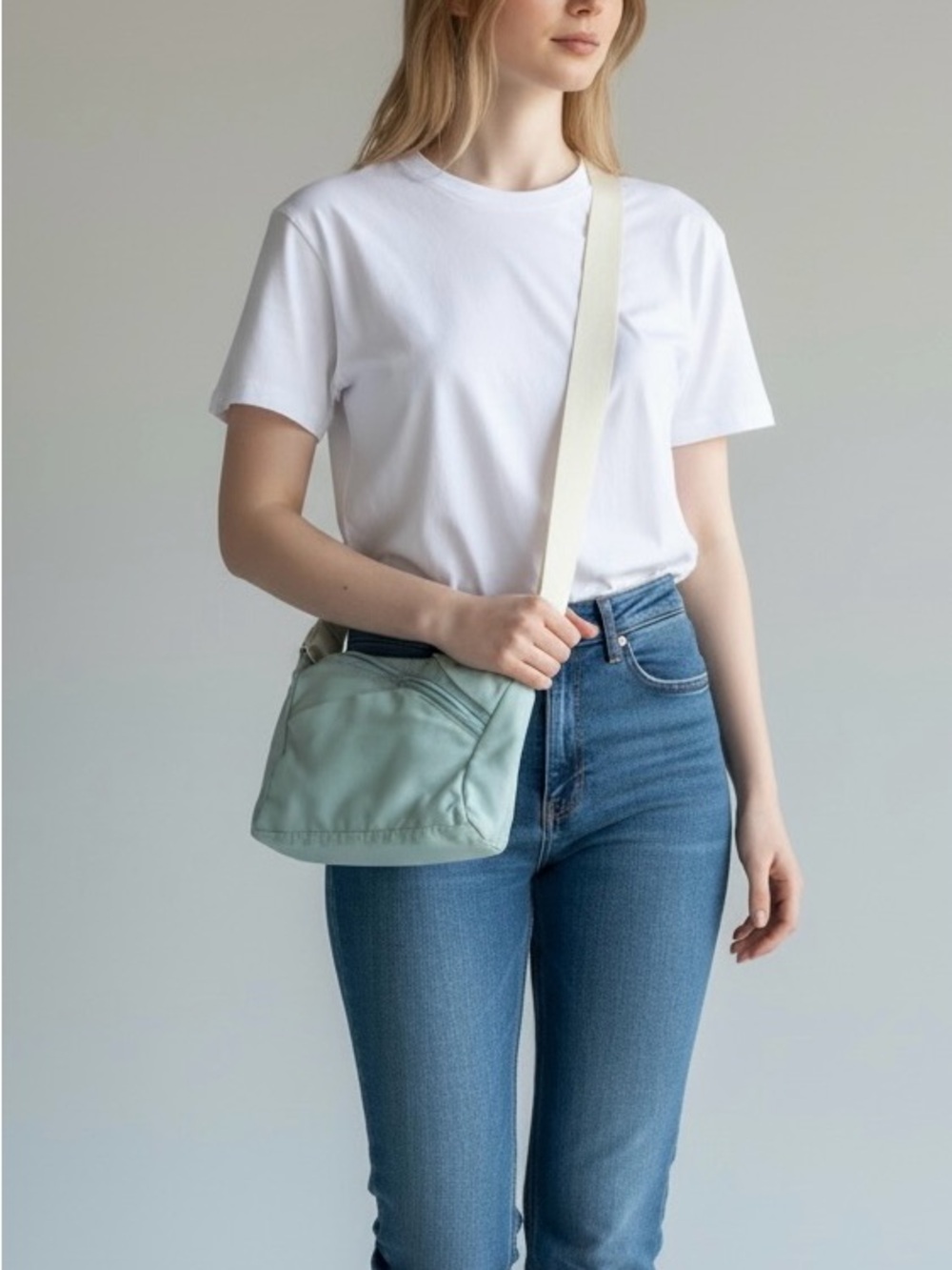 Nike Light Blue Crossbody Bag with of white Strap